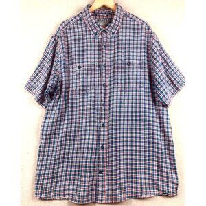 Duluth Trading Co Men's XL Tall Red & Blue Plaid Short Sleeve Button-Up Shirt